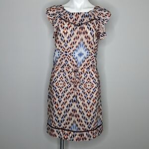✨3/$15 Greylin orange blue kaleidoscope silk dress S